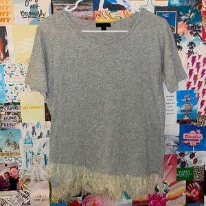 Jcrew women’s XS grey shirt with lace detailing.